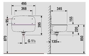SANIT Wandausgussbecken m. Überlauf, weiß