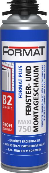 Format Plus Maxi 750 Pistolenschaum 1K Fenster- und Montageschaum B2 500 ml